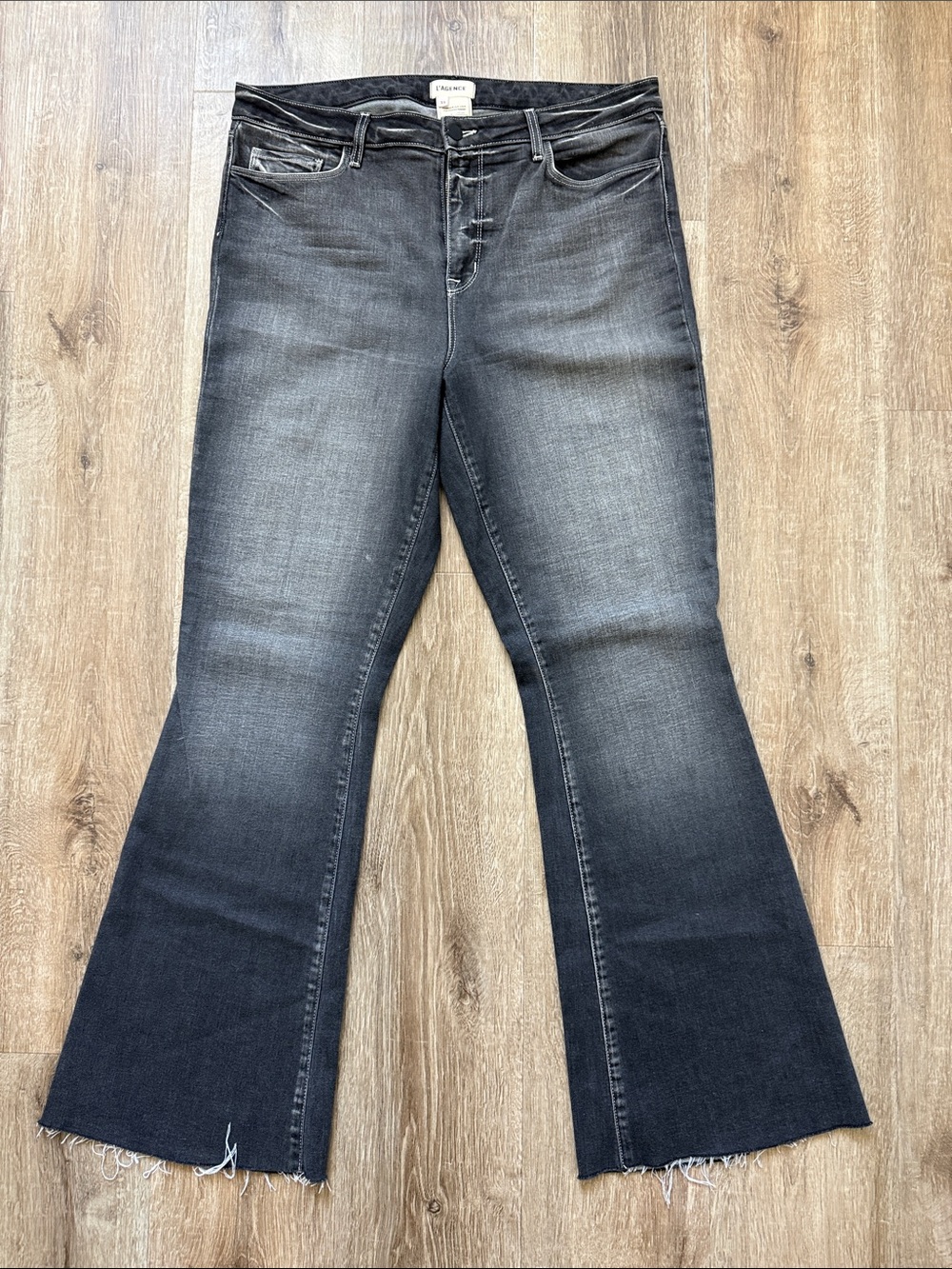 L’Agence Denim Women's High-Rise Flare Jeans in Washed Black